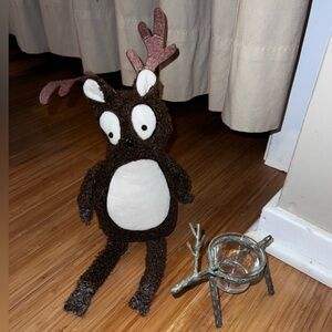 Christmas holiday stuffed prop bundle with reindeer candle
Holder
